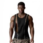 Men’s Black Zip-Up Sleeveless Fitness Tank - Image 2