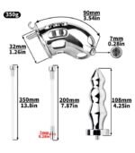 Stainless Steel Male Chastity Cage with Hollow Plug and Catheter - Image 5