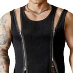 Men’s Black Zip-Up Sleeveless Fitness Tank - Image 5