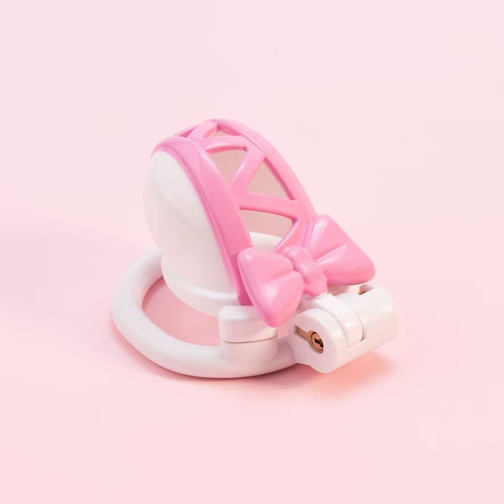 0D995F59BDB7065FEB3856F512812198 Pink bow femboy chastity cage - Image 1