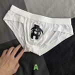 White Chastity Cage Print Briefs - Image 2